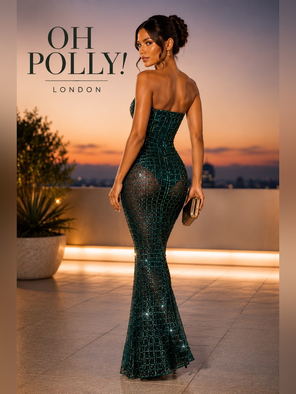 Oh Polly!, STATEMENT Gown,Marleni HEAVILY Rich Gem-Embellished, Dress,Size XS/2